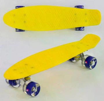 Скейт Пенни борд 1010 (8) Best Board, ЖЕЛТЫЙ, доска = 55см, колеса PU со светом, диаметр 6 см