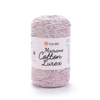 Шнур плетений з люрексом YarnArt macrame cotton Lurex 2мм капучино №727
