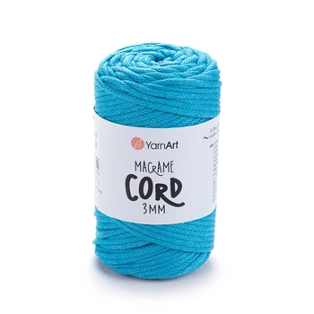 Шнур плетений YarnArt macrame cord 3 мм для макраме яскраво-блакитний №763