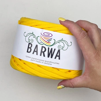 Пряжа стрічкова Barwa трикотажна плоска для в'язання макраме жовта кульбаба №44