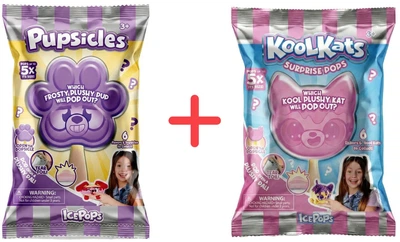 Набор мягких игрушек-сюрпризов Ice Pops с формой для мороженого Pupsicles Милые собачки + Kool Kats Стильные котики (584858374_584858392)