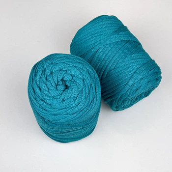 Шнур плетений YarnArt macrame cord 5 мм с сердечником для макраме темно-бірюзовий (№783)