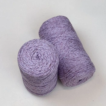 Шнур плетений з люрексом YarnArt macrame cotton Lurex 2мм бузок (№734)