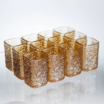 Набор стеклянных стаканов Matrix Glass на 12 штук, объем 195 мл, коричневого цвета для лимонадов, соков, воды и коктейлей.