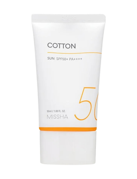 Сонцезахисний крем матуючий Missha All Around Safe Block Cotton Sun SPF50+ PA++++, 50 мл — легкий крем для захисту та контролю
