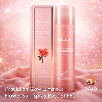 Сонцезахисний спрей JMsolution Glow Luminous Flower Sun Spray Rose SPF50+ PA++++ 180 мл — корейський спрей з трояндою для сяйва