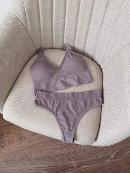 Комплект с топом и стрингами (арт. 5539) - XL - Пастельно-фіолетовий