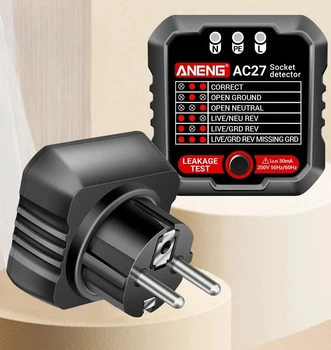 Тестер розетки ANENG AC27, индикатор фазы, нуля и заземление, проверка напряжения