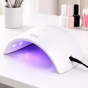 Сенсорна портативна UV LED лампа 24Вт 210х120х80 мм USB біла для нігтів Sun 9C