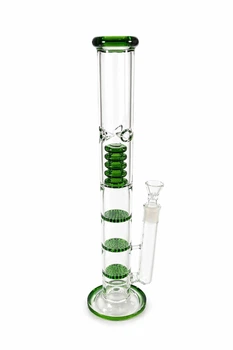 Бонг стеклянный Triple 2 Green с Honeycomb и льдом 41 см