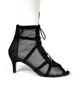 Туфли для танцев High Heels, хилсы текстильная сетка каблук 7 см, черные, размер 40