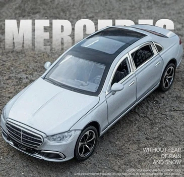 Коллекционная металлическая модель автомобиля Mercedes-Benz S-Class S400L (W223) 1:24 серая(световые и звуковые эффекты)