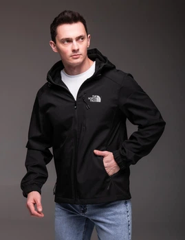 Куртка вітрівка чоловіча Softshell утеплена флісом S чорна (4089336)
