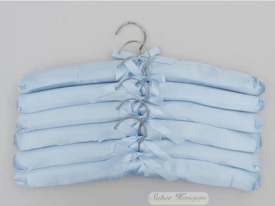 Набір 6 шт м'які плічка вішалки Hangers 38 см сатинові блакитного кольору