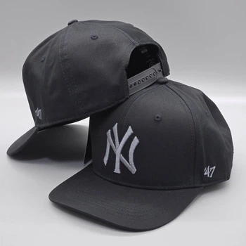 Кепка с прямым козырьком снепбек snapback NY 47 New York Серый с черным