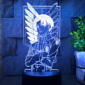 Акриловый 3D Светильник RGB Атака Титанов Титан Леви Attack on Titan Levi 18 см