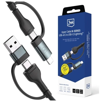 Кабель 3mk Hyper Cable N-Series USB-A/USB-C to USB-C/Lightning 1.2m (5903108680363)