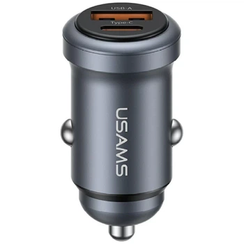 Автомобильное зарядное устройство Usams CC322 30W USB-A USB-C Tarnish (CC322CC01)