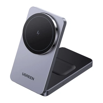 Беспроводное зарядное устройство Ugreen W528 2в1 для iPhone, AirPods, 20W Gray (45056)
