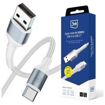 Кабель 3mk Hyper Cable N-Series USB-A to USB-C 1m 18W White (5903108680370)