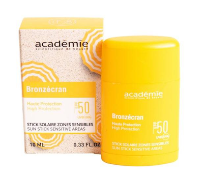 Солнцезащитный стик для чувствительных зон SPF 50 Academie Bronzecran Sun Stick Sensitive Areas SPF 50 10мл