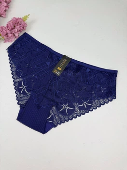 Кружевные слипы с портупеей сзади 2Р0053, XXL (ОБ 100-113), Синий