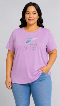 Футболка женская большого размера с принтом (N1118) Лиловый, 3XL