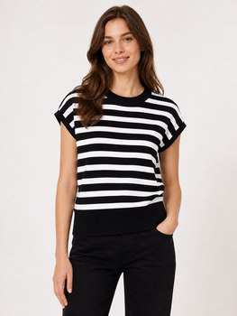 Футболка женская вязаная в полоску (N1006) one size One size, Черно-белый