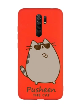 Матовий червоний чохол на Xiaomi Redmi Note 8 Pro Пушин кіт (принт 424)