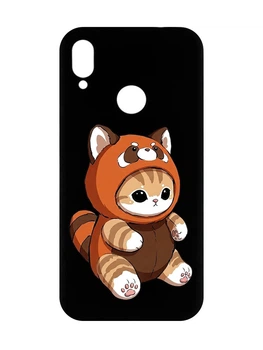 Матовый черный чехол на Xiaomi Redmi Note 7/7 Pro Котик панда (принт 423)