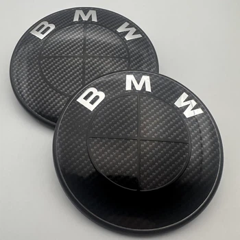 Значки BMW 82 мм і 74 мм.емблеми БМВ на капот і багажник 51148132375 82 мм і 74 мм чорні карбон