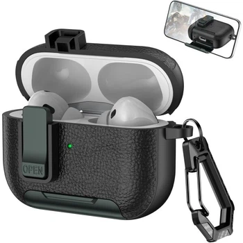 Защитный чехол Reframe Leather Texture для Apple AirPods Pro 2 - Black / Army Green