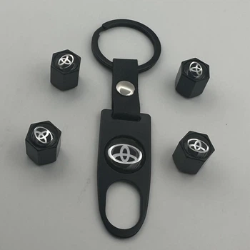 Защитные металлические колпачки на ниппель с брелком черные Toyota ТОЙОТА
