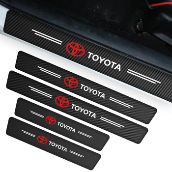 Защитная пленка накладка на пороги для тойота Toyota Черный Карбон наклейки светоотражающие надписи