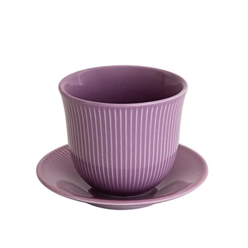 Чашка з блюдцем для кави Loveramics Brewers Embossed Tasting Cup 250 мл Purple