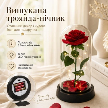 Светодиодный декоративный подарочный LED-ночник Красная Роза в Колбе 20.5 см