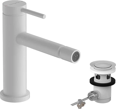 Змішувач hansgrohe Tecturis S для біде, білий матовий 73201700 із зливним гарнітуром