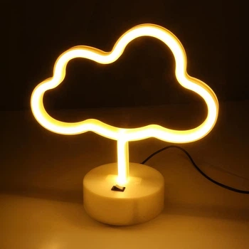 Неоновый ночник Облако, светильник, USB, питание от PowerBank и батареек, тёплый белый (WLS-QX-NH2396W)