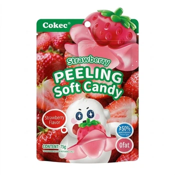 Конфеты со съедобной кожурой Cokoc Peeling Soft Candy Strawberry 75 г - жевательные конфеты со вкусом клубники (53810)