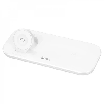Магнітна бездротова зарядка 3 в 1 Hoco CW65 для смартфона / AirPods / iWatch — White (789854)