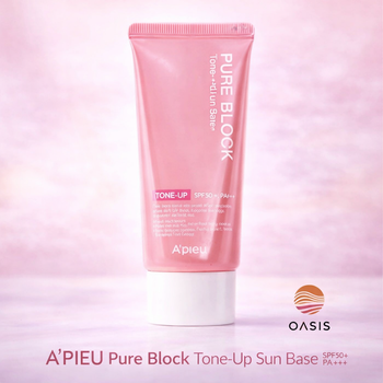 Сонцезахисна база під макіяж з ніацинамідом A’PIEU Pure Block Tone‑Up Sun Base SPF50+ PA+++ 50 мл — сяйво, захист і догляд