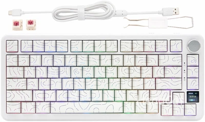 Ігрова клавітура Attack shark x85 Pro White countour 4000mAh, 75%, Hot-Swap, RGB, 2.4GHz/Bluetooth/USB
