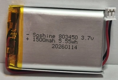 Аккумулятор Soshine 803450 1500mAh 3.7V Li-pol литий-полимерный с коннектором