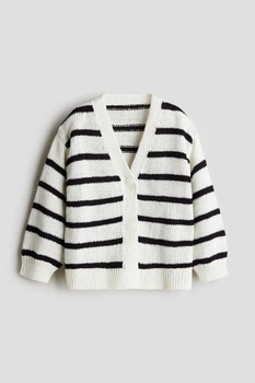 Кардиган в'язаний для дівчинки H&M 1236362-003 122-128 см (6-8 years) чорно-білий