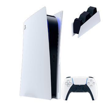 Набор Консоль Sony PlayStation 5 Blu-ray 825GB White Б/У + Геймпад Беспроводной DualSense + Зарядное Устройство Проводной для DualSense
