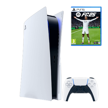 Набор Консоль Sony PlayStation 5 Blu-ray 825GB White Б/У + Геймпад Беспроводной DualSense + Игра EA Sports FC 25 Русская Озвучка