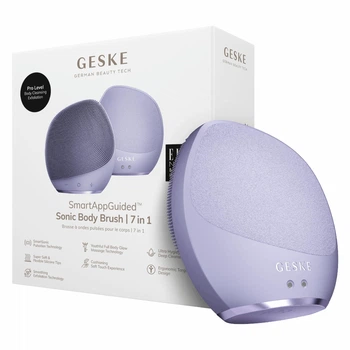 Ультразвуковая щетка для тела и интенсивный пилинг GESKE Sonic Body Brush & Intensive Exfoliator 7в1 пурпурная
