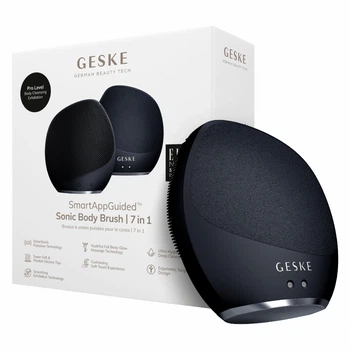 Ультразвуковая щетка для тела и интенсивный пилинг GESKE Sonic Body Brush & Intensive Exfoliator 7в1 черная
