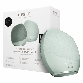 Ультразвуковая щетка для тела и интенсивный пилинг GESKE Sonic Body Brush & Intensive Exfoliator 7в1 зеленая