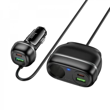 Разветвитель прикуривателя 2 гнезда + 4 USB (2×USB-C PD 30W + 2×USB-A) Hoco Z59A Black (785050)